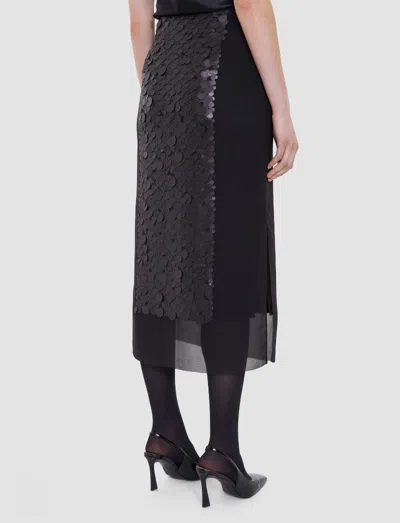Joseph Cambo Pailette-embellished Crepe De Chine Midi Skirt In Black