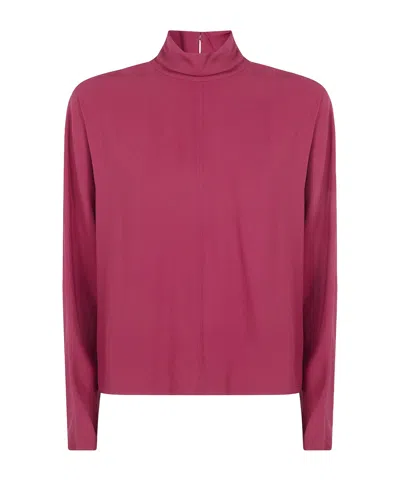 Joseph Womens Mulberry Buick Funnel-neck Crepe Blouse In Red