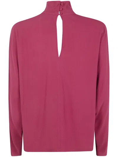 Joseph Womens Mulberry Buick Funnel-neck Crepe Blouse In Red