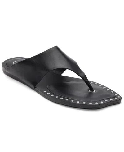 Ash Genius Leather Studded Thong Sandals In Black