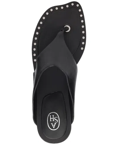 Ash Genius Leather Studded Thong Sandals In Black