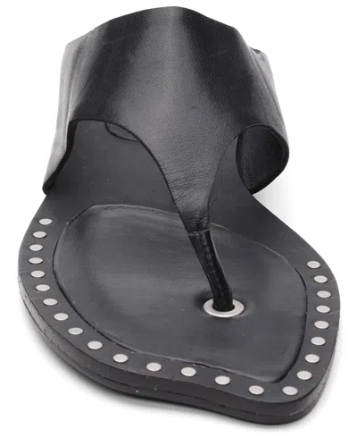 Ash Genius Leather Studded Thong Sandals In Black