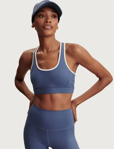 Varley Womens Bijou Blue Freesoft Selma Scoop-neck Sports Bra In Brown