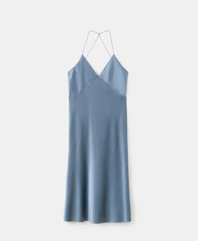 Mango Stretch Silk Nightgown In Blue