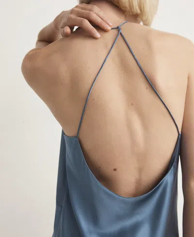 Mango Stretch Silk Nightgown In Blue