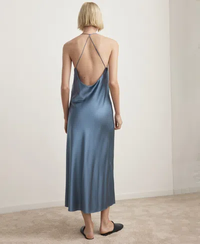 Mango Stretch Silk Nightgown In Blue