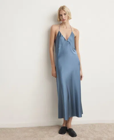 Mango Stretch Silk Nightgown In Blue