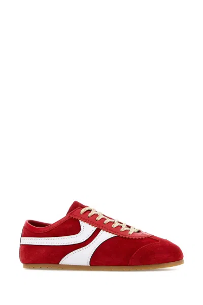Dries Van Noten 70s Marathon Spirit Suede Low-top Sneakers In Red