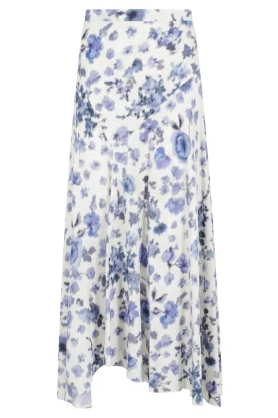 Isabel Marant Sakura Pleated Floral-print Silk-blend Midi Skirt In Blue