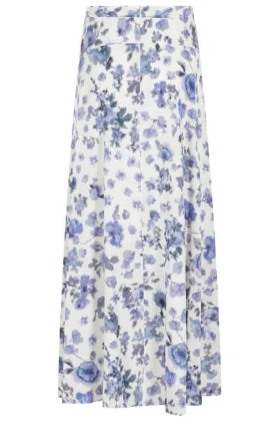 Isabel Marant Sakura Pleated Floral-print Silk-blend Midi Skirt In Blue