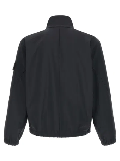 Stone Island Stretch Polyester Jacket Elastic Cuffs High Collar In Black