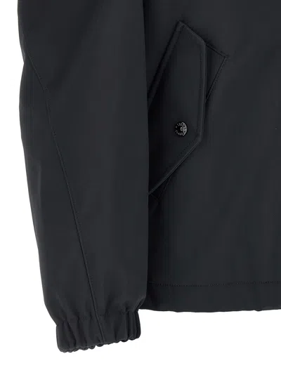 Stone Island Stretch Polyester Jacket Elastic Cuffs High Collar In Black