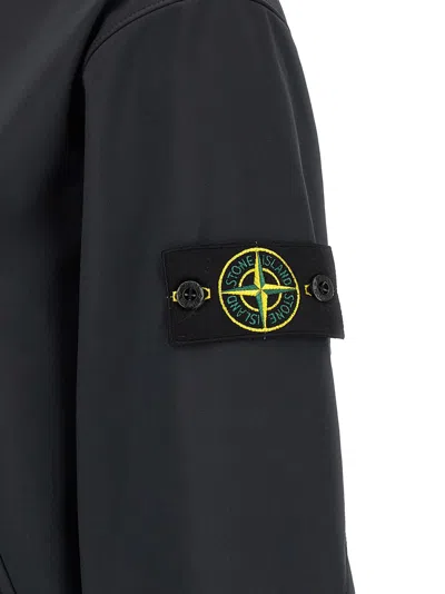 Stone Island Stretch Polyester Jacket Elastic Cuffs High Collar In Black