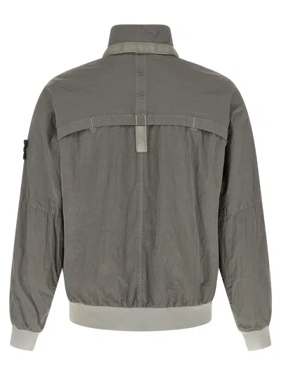 Stone Island Grey Solid Logo Jacket In Gray