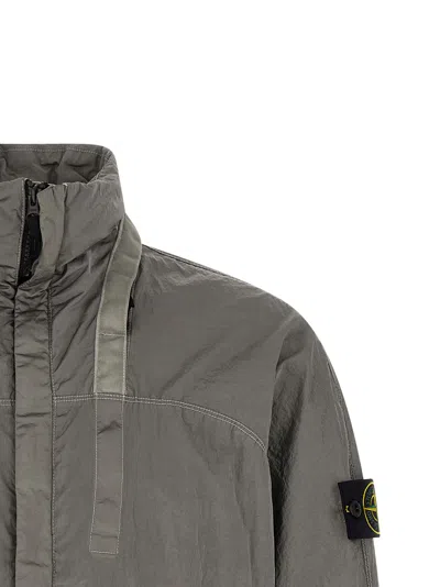 Stone Island Grey Solid Logo Jacket In Gray
