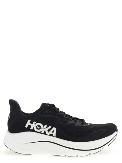 Hoka Clifton 10 Rubber-trimmed Jacquard Running Sneakers In Black