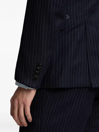 Rrl Striped-pattern Double-breasted Suit In Blue