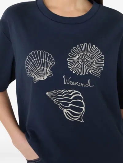 Weekend Max Mara Shell-print Cotton T-shirt In Blue