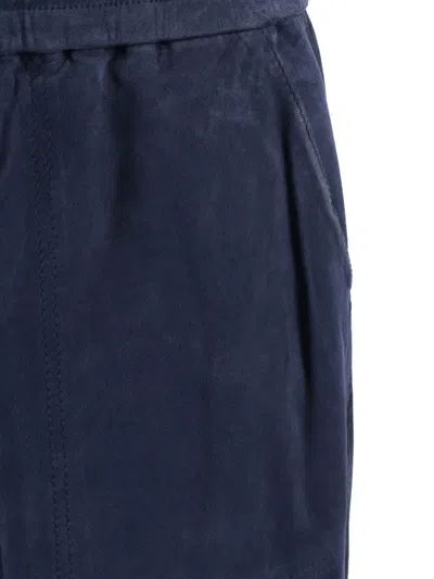 P.a.r.o.s.h Drawstring Suede Trousers In Blue