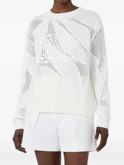 Max Mara Open Knit Sweater In White