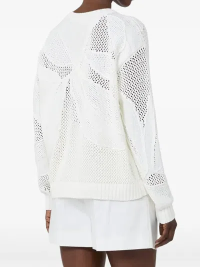 Max Mara Open Knit Sweater In White
