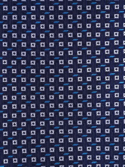 Canali Teal Silk Jacquard Tie With Micro Pattern In Blue