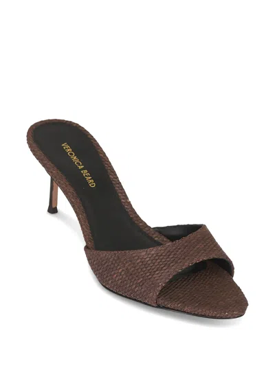 Veronica Beard Tia Sandals Espresso Tinted Raffia In Brown