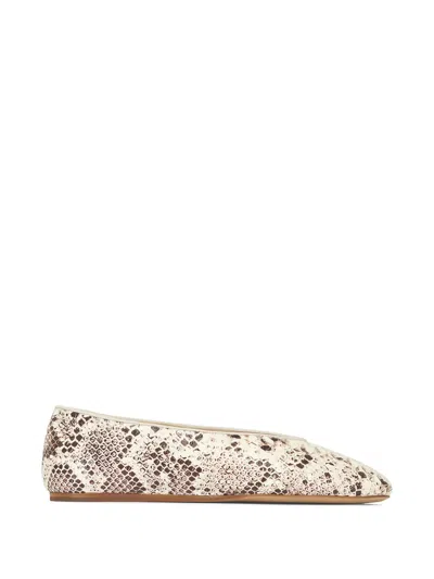 Le Monde Beryl Classic Regency Snake-effect Leather Ballet Flats In White