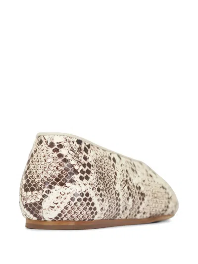 Le Monde Beryl Classic Regency Snake-effect Leather Ballet Flats In White