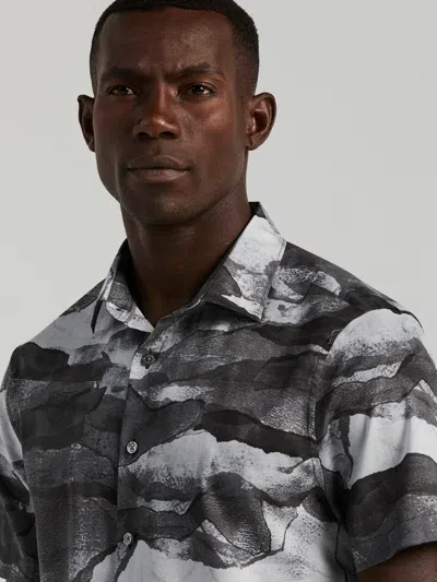 Perry Ellis Men's Cotton Abstract Wave Print Shirt In Black