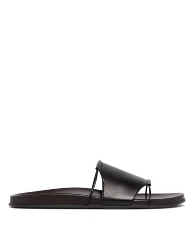 The Row Vivienne Leather Slippers Open Toe Flat Sole In Multi