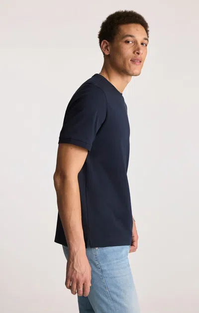 Mavi Interlock Crew Neck T-shirt In Sky Captain In Black