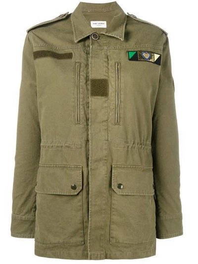 Saint Laurent Khaki "love" Patch Military Jacket