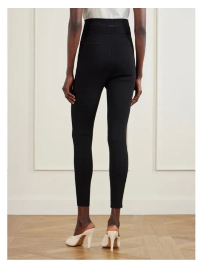 Chloé Patchwork Stretch Knit Leggings In Black