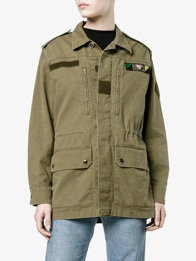 Saint Laurent Khaki "love" Patch Military Jacket