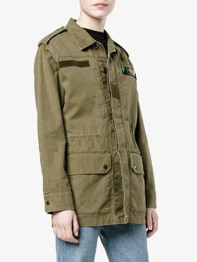 Saint Laurent Khaki "love" Patch Military Jacket