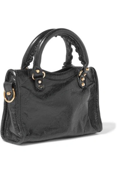 Shop Balenciaga Classic City Nano Texured-leather Shoulder Bag In Black