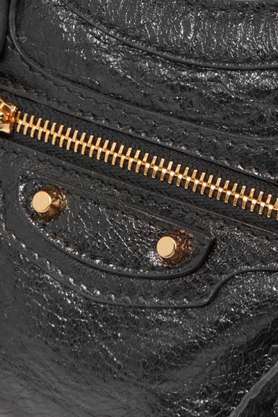 Shop Balenciaga Classic City Nano Texured-leather Shoulder Bag In Black
