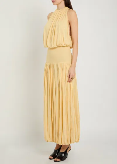 Totême Soft Gathered Halter Midi Bubble Dress In Yellow