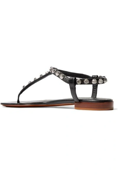 Shop Balenciaga Studded Glossed-leather Sandals