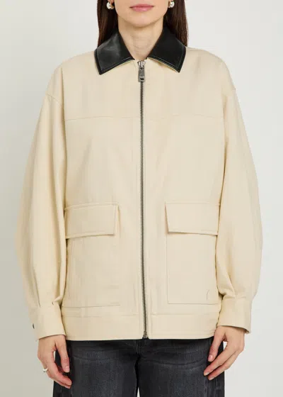 Anine Bing Womens Ecru Holden Contrasting-collar Cotton Jacket Xs In White