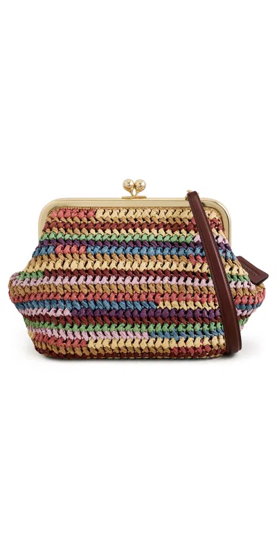 Coach Large Weave Straw Kisslock Frame Bag 27 Multi