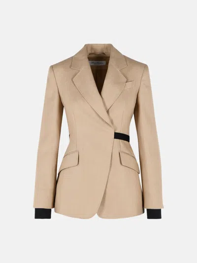 Max Mara Fionda Double Breasted Linen Blazer In Neutral