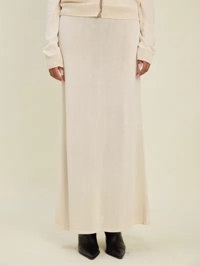 Djerf Avenue Contrast Midi Skirt Ivory In White