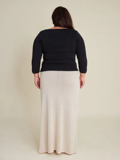 Djerf Avenue Contrast Midi Skirt Ivory In White