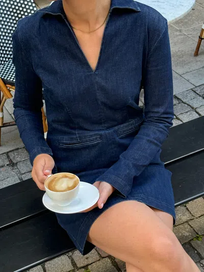 Djerf Avenue Denim Mini Dress Midnight Blue - Tall