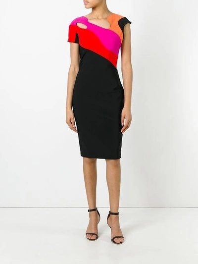 Shop Mugler Asymmetric Neck Dress In Multicolour