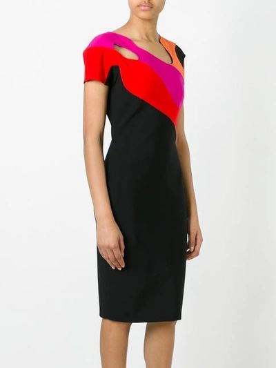 Shop Mugler Asymmetric Neck Dress In Multicolour