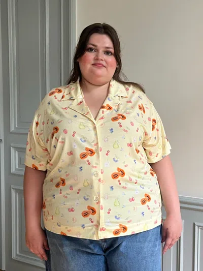 Djerf Avenue Go Slow Short Sleeve Top Fruit In White
