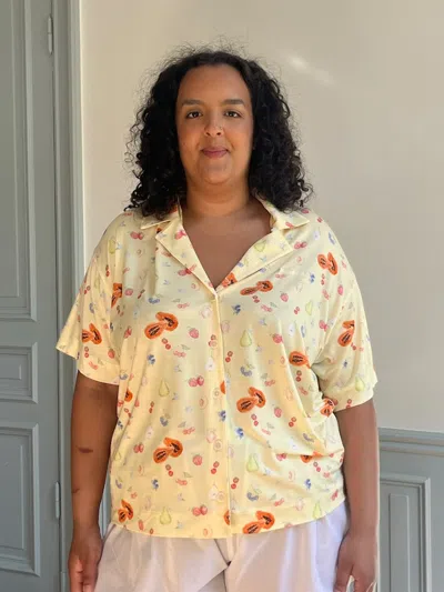 Djerf Avenue Go Slow Short Sleeve Top Fruit In White